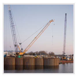 Marine construction, structural foundation, pile driving, commercial dock structures, sheet piling