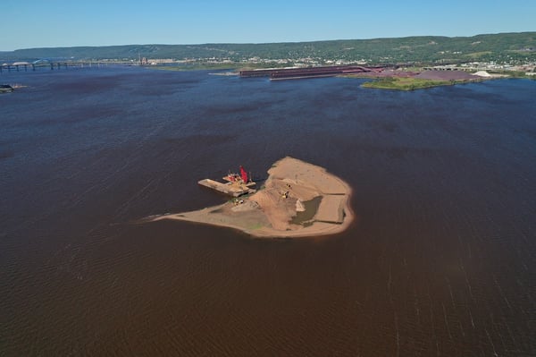 Aerial shot of Interstate Island Duluth