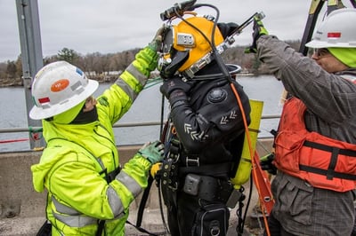 J.F. Brennan Company, Inc. diver inspects common instances of  underwater structure failures.