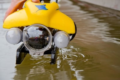 In areas where underwater investigation is not safe, an ROV can be used.