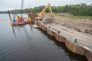 J.F. Brennan constructs a cellular cofferdam for a large-scale work area