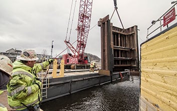 dam construction, box type cofferdam, dewater program, cofferdam, box cofferdam