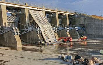 tainter gate repairs, dam repairs, dam construction, corps of engineers dam, dam construction contractor