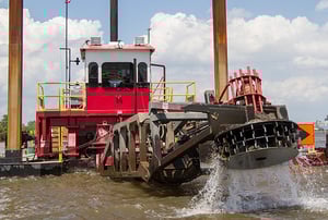 Hydraulic dredge cutterhead removing sediment