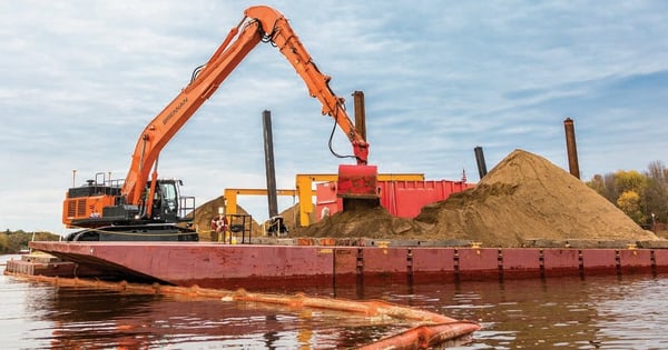 J.F. Brennan with Hitachi on barge 