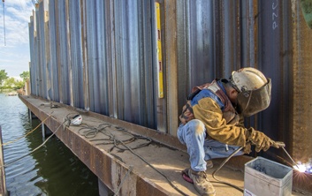 deep foundations, pile driving, sheet piling, marine construction, Mississippi River Construction