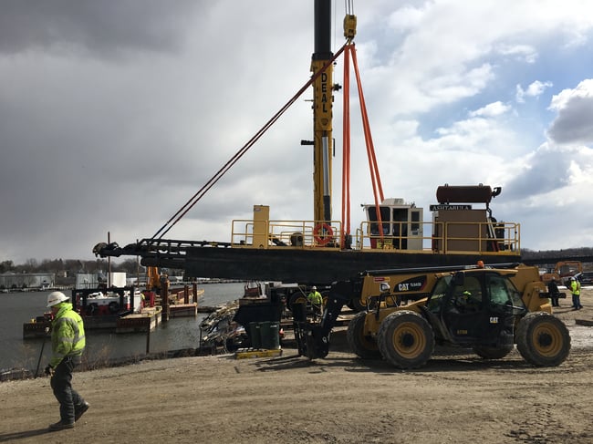 A Brennan crew mobilizing dredge equipment