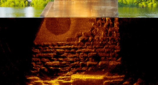 railroad bridge inspections, acoustic imaging, sector scan, underwater pier inspections