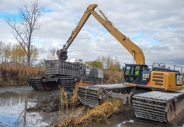 Environmental Remediation, Wetland Remediation, Environmental Cleanup, Marsh cleanup, Wetland Cleanup, Environmental Dredging, Amphibious Dredging