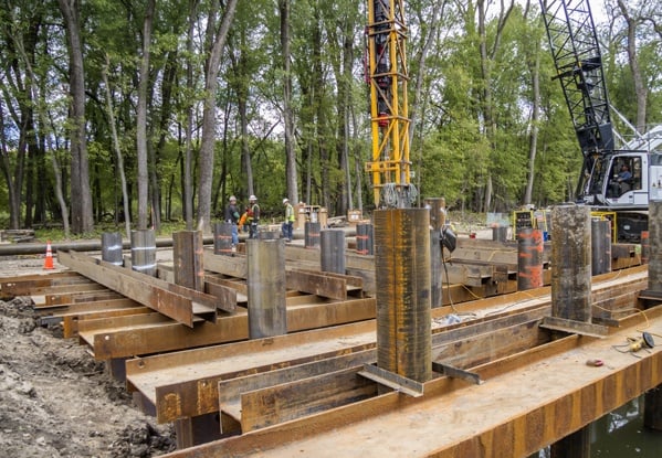 marine construction, deep foundations, pile driving, river construction, Mississippi River Construction, inland river construction, cofferdams, tower foundations, seawalls, open cell structure