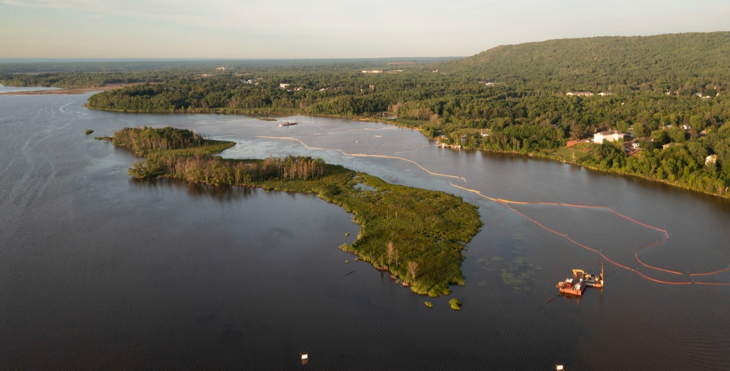 Aerial image of Munger Landing remediation 