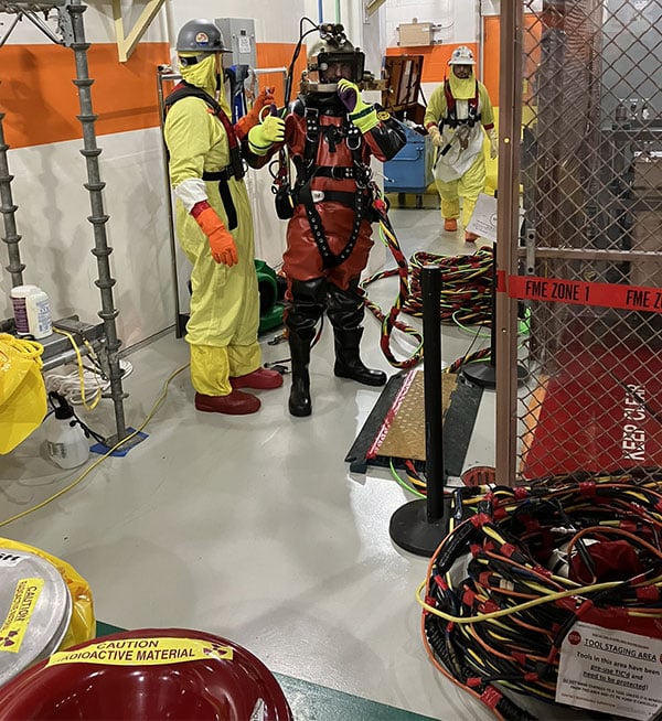 JF Brennan diver and team prepping for a safety training. JF Brennan diver and team prepping for a safety training.