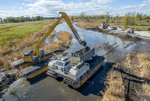 Environmental response, wetland restoration, amphibious dredging, railroad environmental response, train derailment cleanup